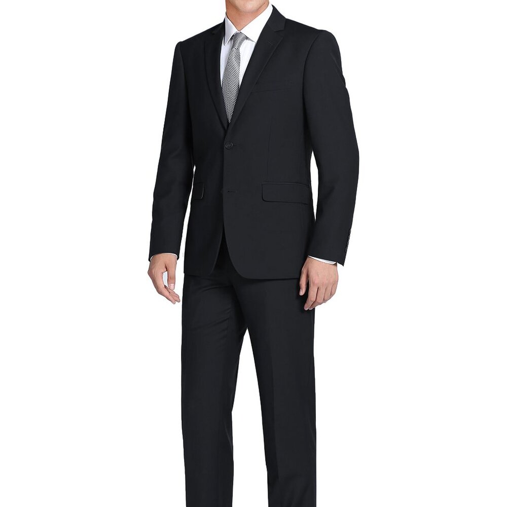 Mens Suits, 2-PC Suit & Pants Set, Solid Black Slim Fit Suit